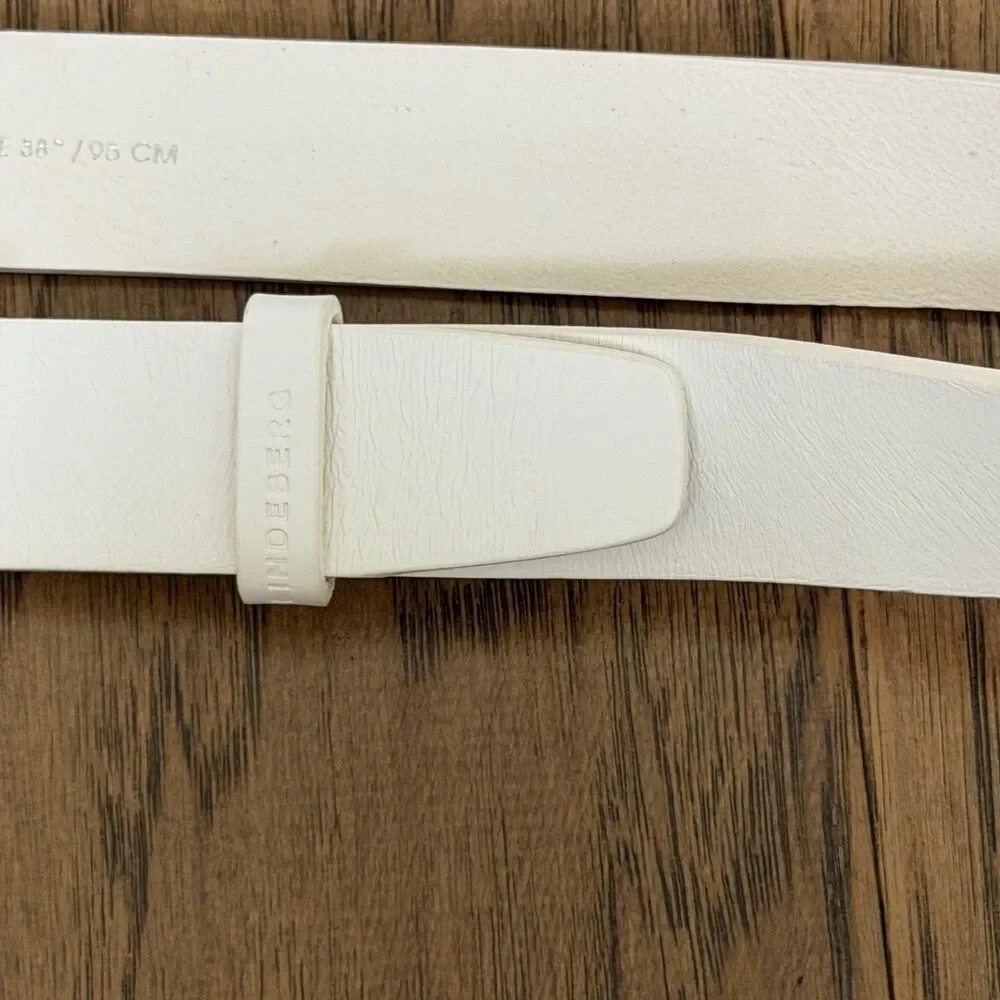 J.Lindeberg Slater White Leather Golf Belt Mens Size 38 Made In Italy